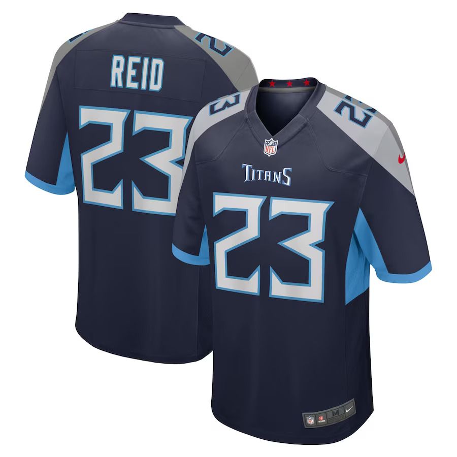 Men Tennessee Titans 23 John Reid Nike Navy Home Game Player NFL Jersey